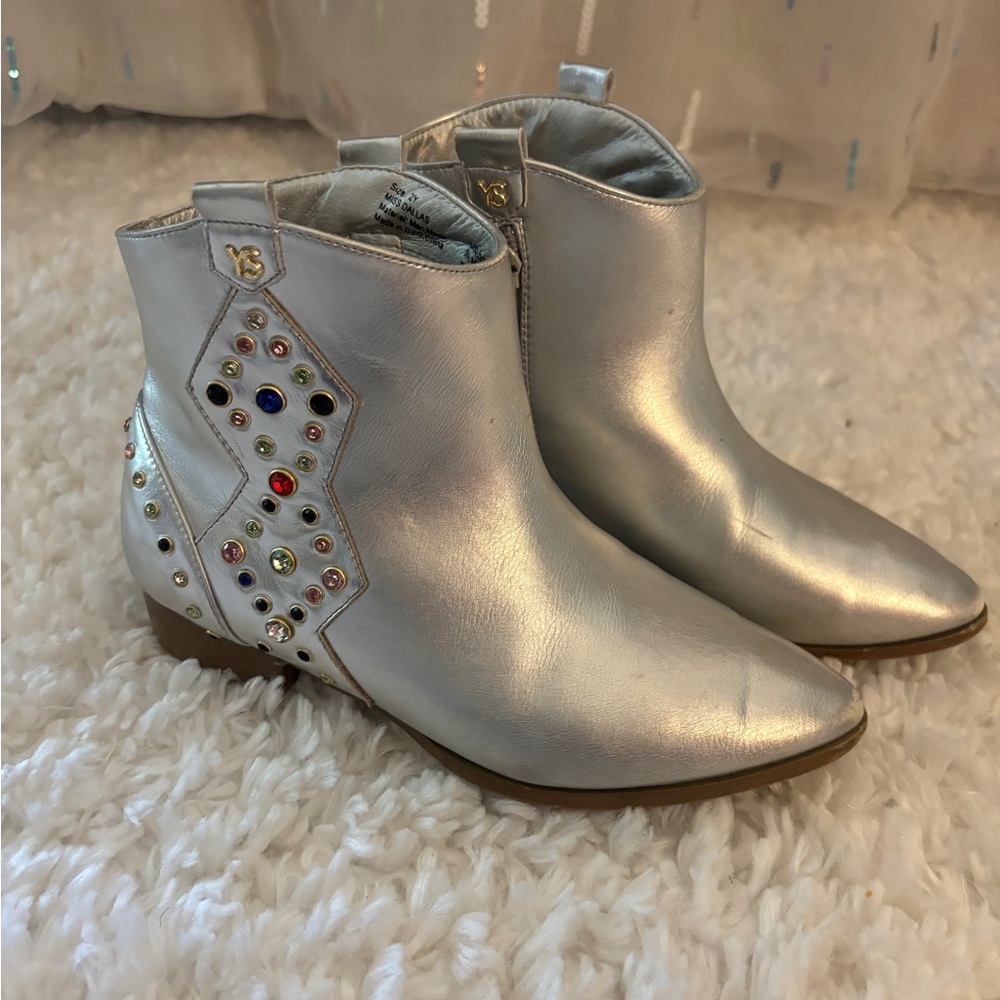 Yosi Samra Miss Dallas silver Booties, size 2Y